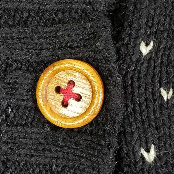 Northern Isles Vtg Cardigan Sweater Women Large Black Christmas Grandma Tree - Picture 10 of 11